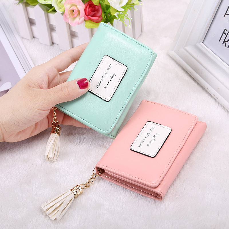 Korean letter short Purse female Wallet - Minihomy