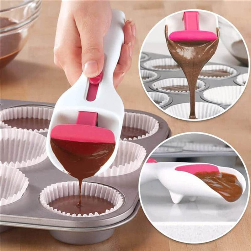 Cake Batter Scoop Can Push Labor-saving Cupcake Spoon Chocolate Sauce Batter Measuring Spoon - Minihomy