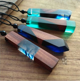 Retro item imitation natural stone leather chain pendant irregular mahogany solid wood personality pendant