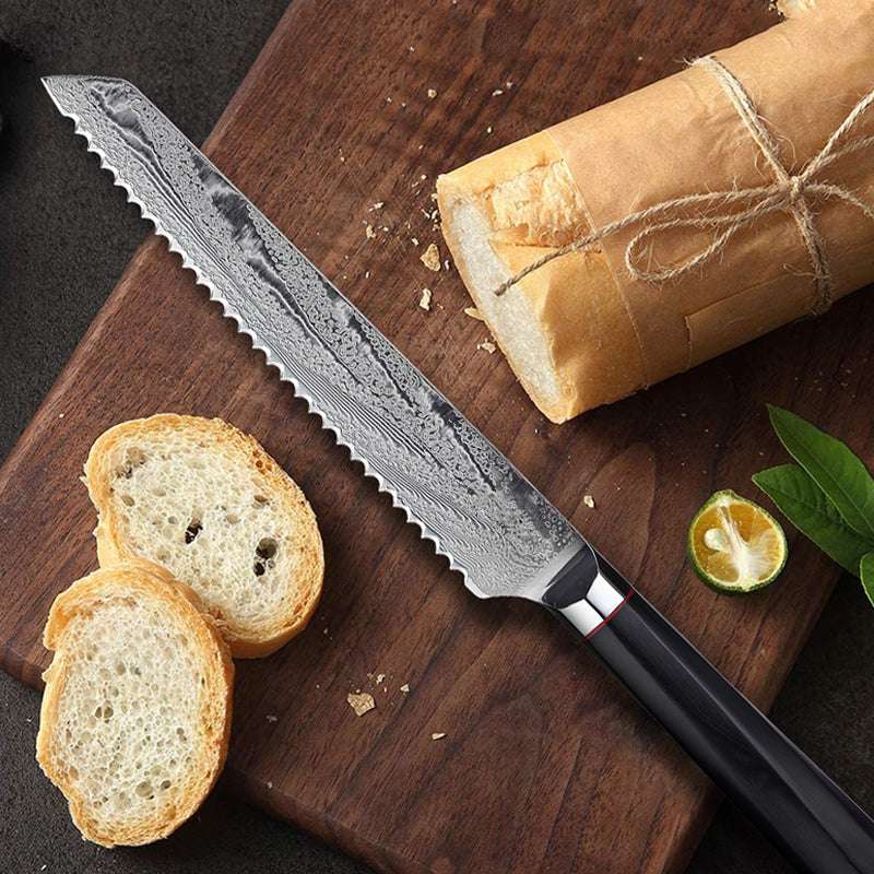 Japanese Damascus Steel Kitchen Knife Household Bread Knife - Minihomy