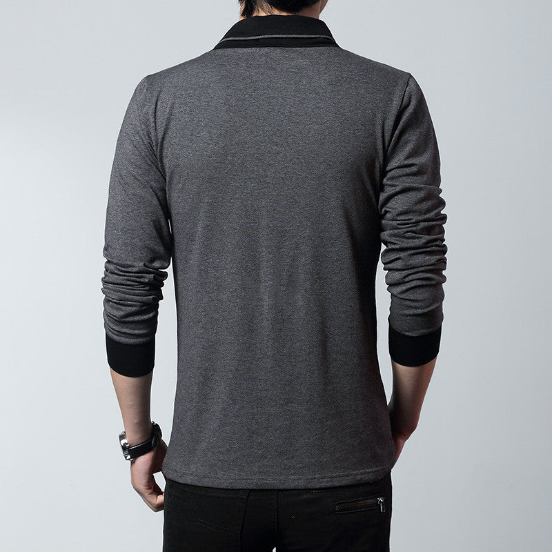 Spring and Autumn Men's Long-Sleeved t-Shirt Men's Clothes V-Neck