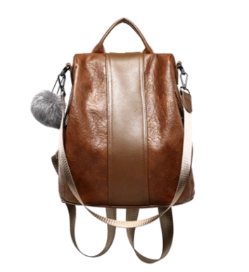 Soft leather backpack female large capacity retro wind backpack