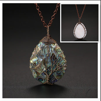 Natural color shellfish abalone shell winding necklace - Minihomy