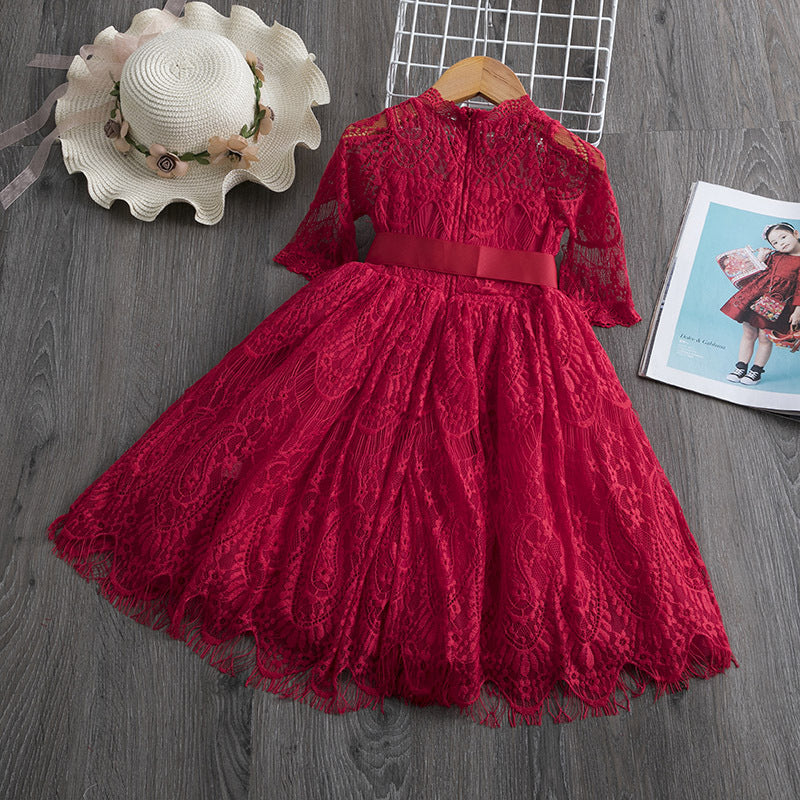 Girls Lace Dress Spring And Autumn - Minihomy