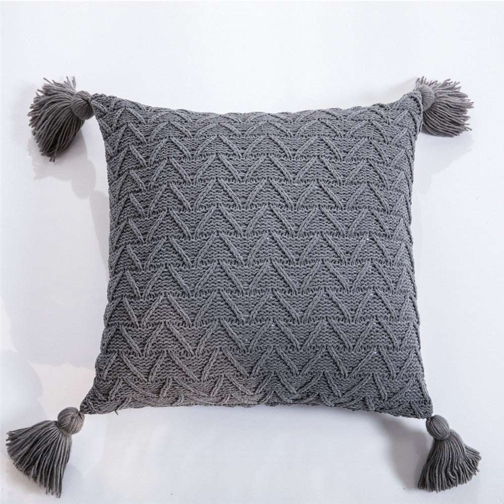 Chenille knitted quilted pillowcase - Minihomy