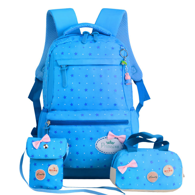 Korean children's schoolbag schoolbag, lovely girl, three pieces of 3-4-5 grade Backpack - Minihomy