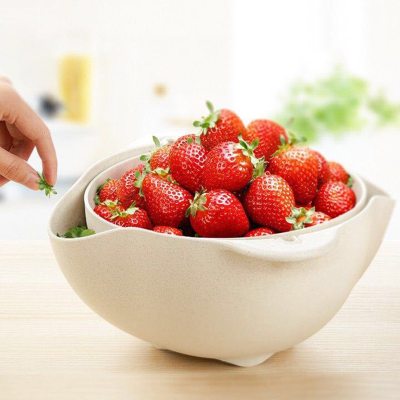 Kitchen Plastic Rice Friut Bowl Washing Rice Sieve Basin Washing Basket - Minihomy