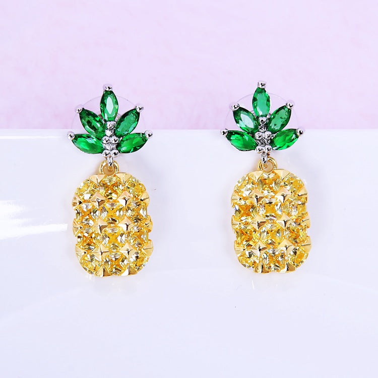 Crystal Pineapple Earrings Necklace Set Coconut Tree Earrings - Minihomy