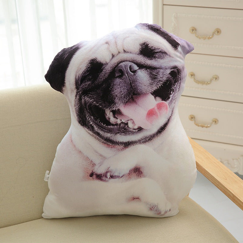 Funny 3D Dog Print Throw Pillow Creative Cushion Cute Plush Doll Gift Home Decor - Minihomy