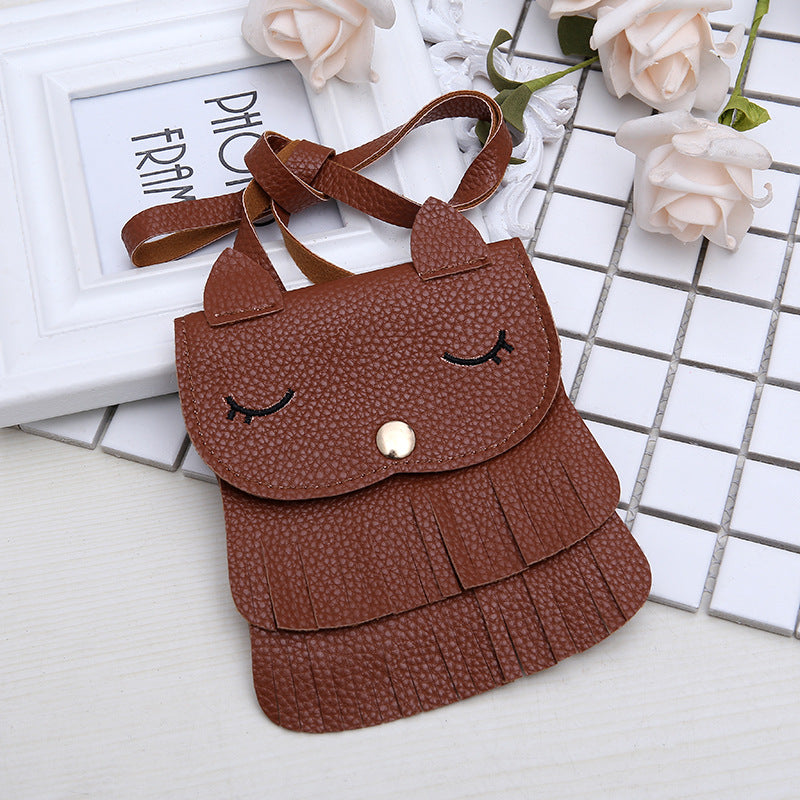 Girls change small bag children bags Pu all-match creative  package small fox tassel bag - Minihomy