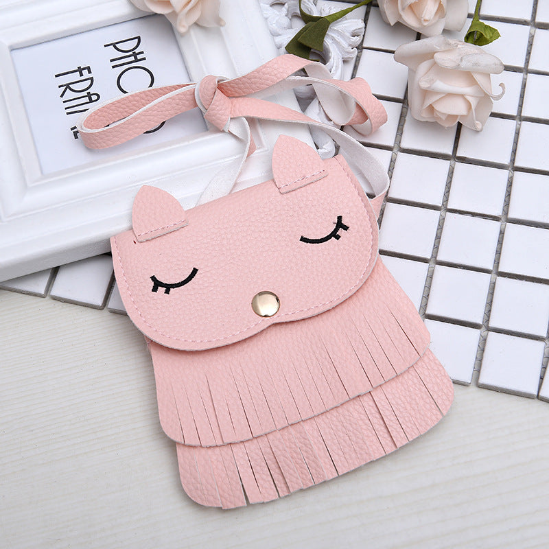 Girls change small bag children bags Pu all-match creative  package small fox tassel bag - Minihomy