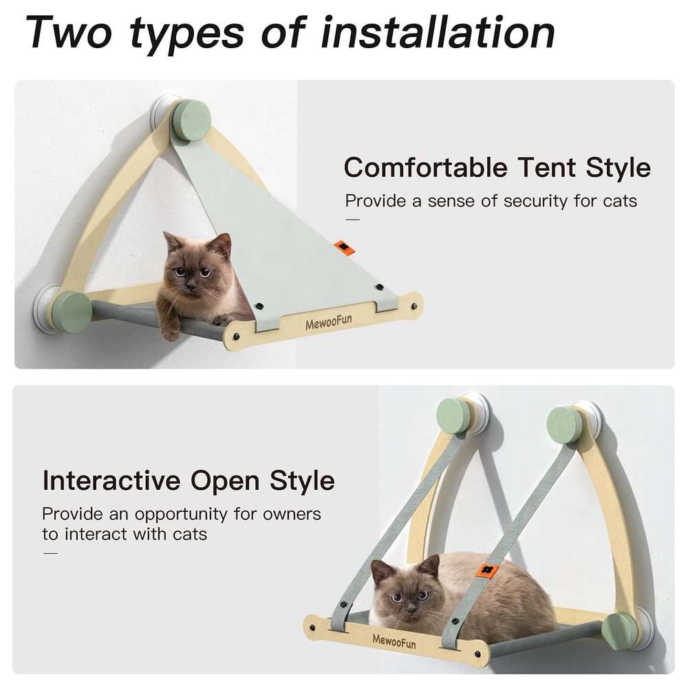 Cat Hammock Pet Hanging Beds Cat Sunny Window Seat Mount Soft Pet Shelf Seat Beds Holds Up to 30 lbs Detachable Cat Supplies - Minihomy