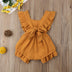 Lotus leaf lace sleeve bow baby dress - Minihomy