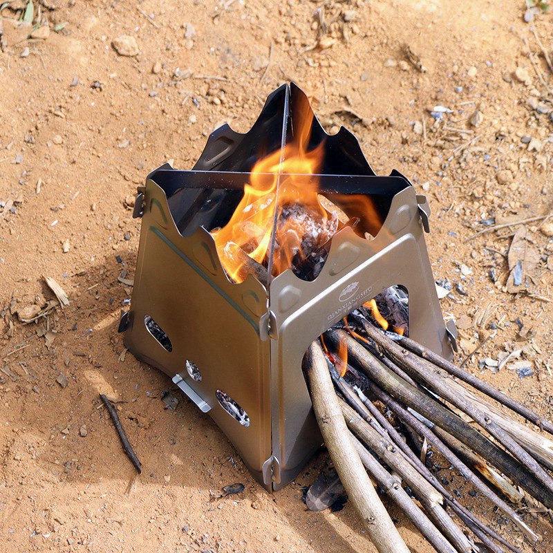 Outdoor pure titanium firewood stove - Minihomy