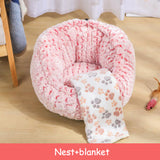 Pet Bed Soft Non-Slip Plush Kennel Round Cat Dog Nest Cushion - Minihomy