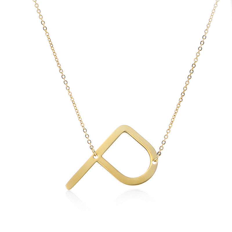 Fabulous Rose Gold Plated Stainless Steel Initial Letter Pendant Necklace - Minihomy