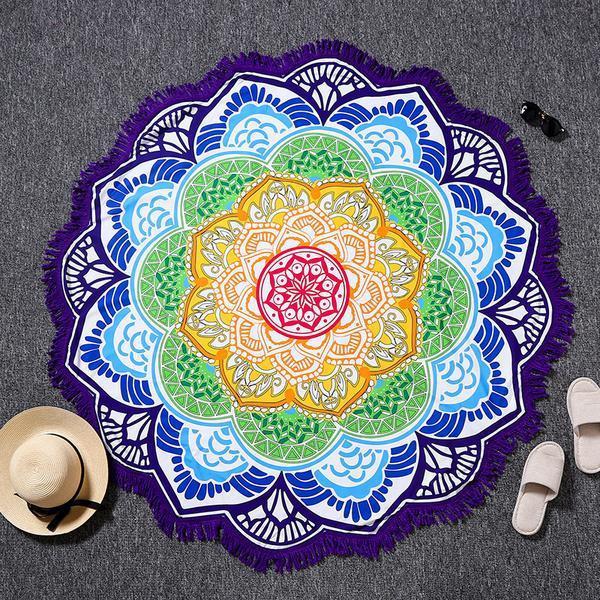 Round Printed Bath Towel Beach Towel Yoga Mat - Minihomy