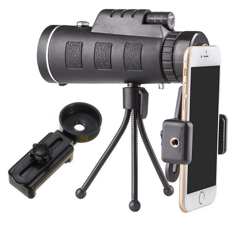 Monocular Telescope Zoom Scope with Compass Phone Clip Tripod - Minihomy