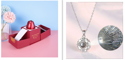 Valentine's Day Gifts Metal Rose Jewelry Gift Box Necklace For Wedding