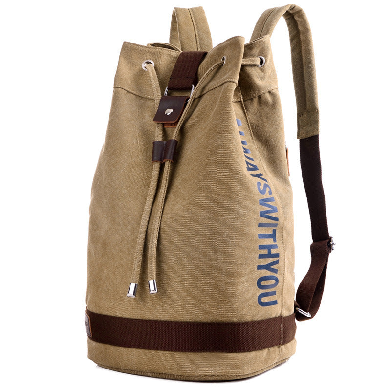 Drawstring Bucket Backpack Multifunctional Large Capacity Casual Canvas Bag - Minihomy