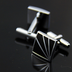 Men's Square Black Enamel White Steel Copper Cufflinks - Minihomy