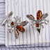 Yellow Bee Inlaid Diamond Animal French Crystal Sleeve Stud