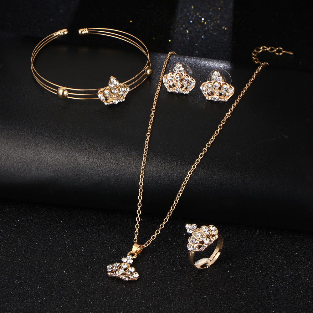 Luxury Jewelry Set European and American style fine crown jewelry set of four - Minihomy