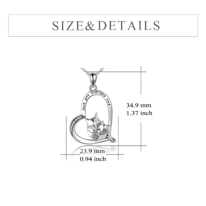 Sterling Silver Fox Heart Pendant Necklace For Women