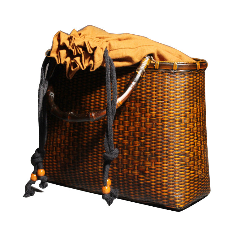 Ancient Bamboo Bag Handwoven Tea Ceremony Accessories Bamboo - Minihomy