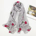 Embroidered Flower Rose Chiffon Ethnic Wind Sunscreen Shawl Beach Gauze Silk Scarf - Minihomy