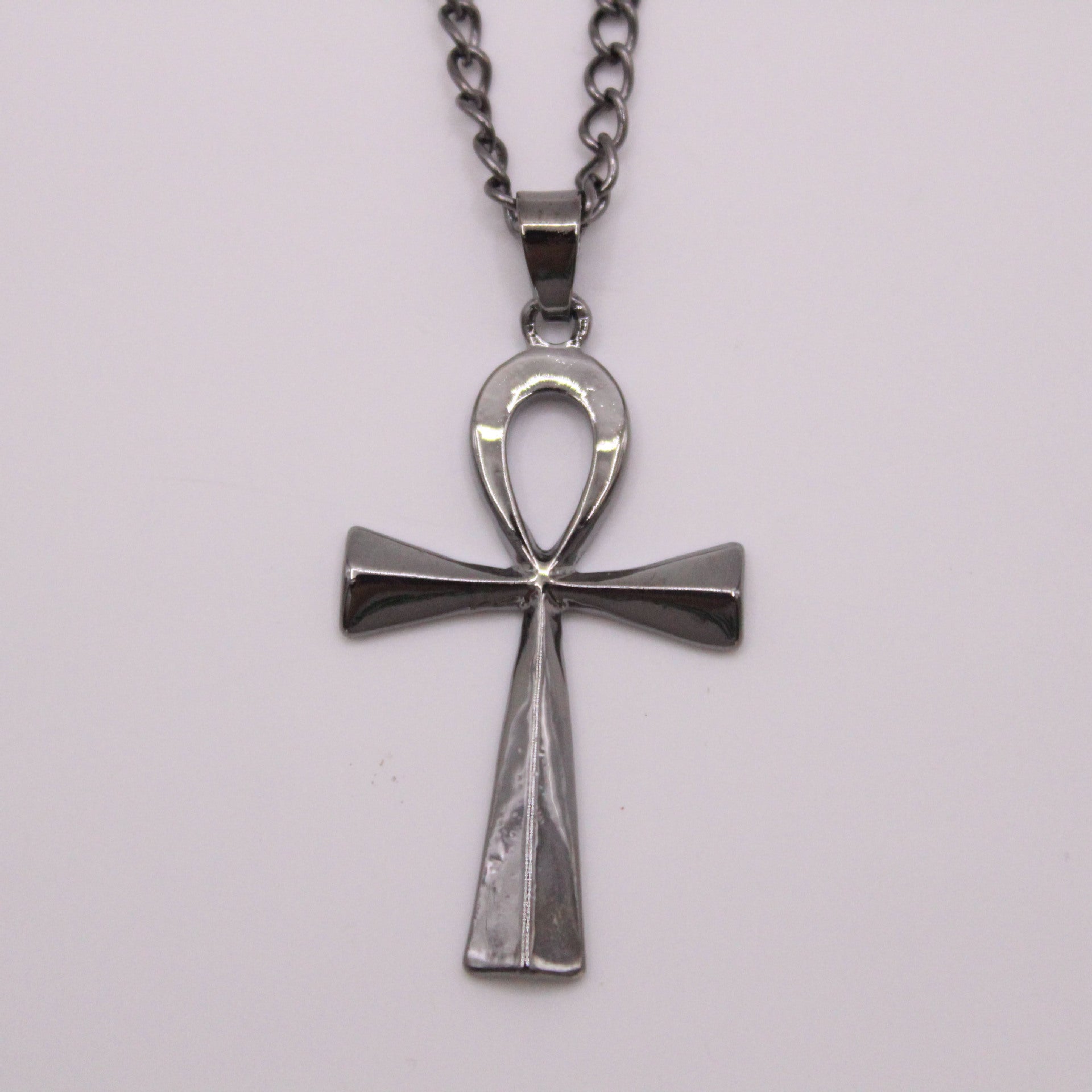 Stainless Steel Ancient Egyptian Cross Man Necklace Amulet Pendant