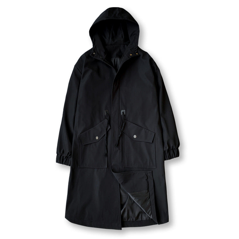 Men's Windbreaker Long Hooded Big Pocket Jacket - Minihomy