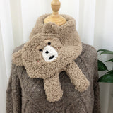 Winter Women Novelty Warm Cute Bear Plush Scarf Lamb Wool