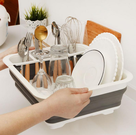 Folding kitchen drain dish rack - Minihomy