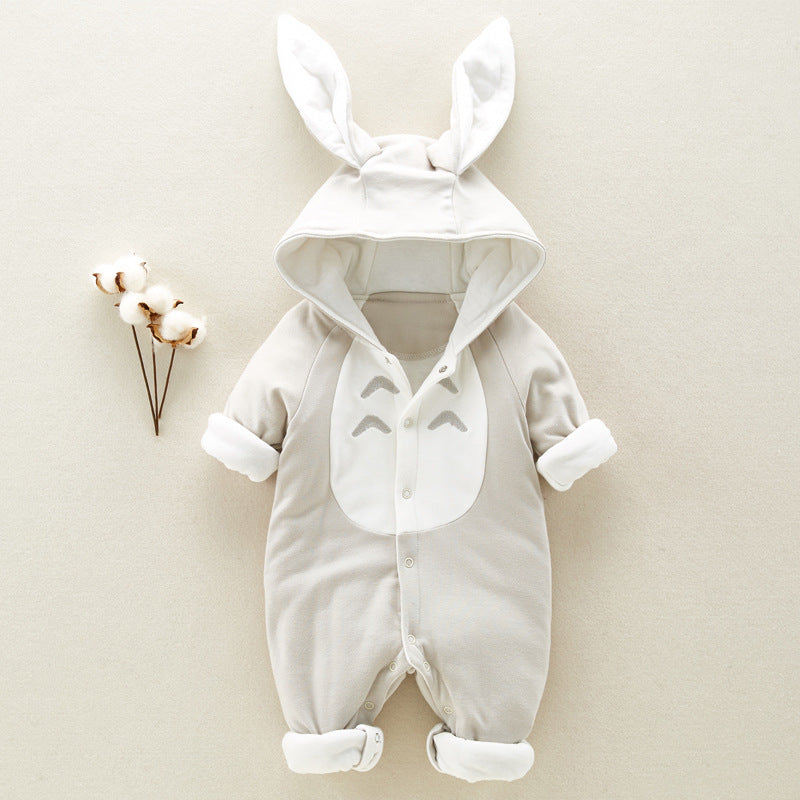 Cotton padded cotton baby romper thickened hooded clothes - Minihomy