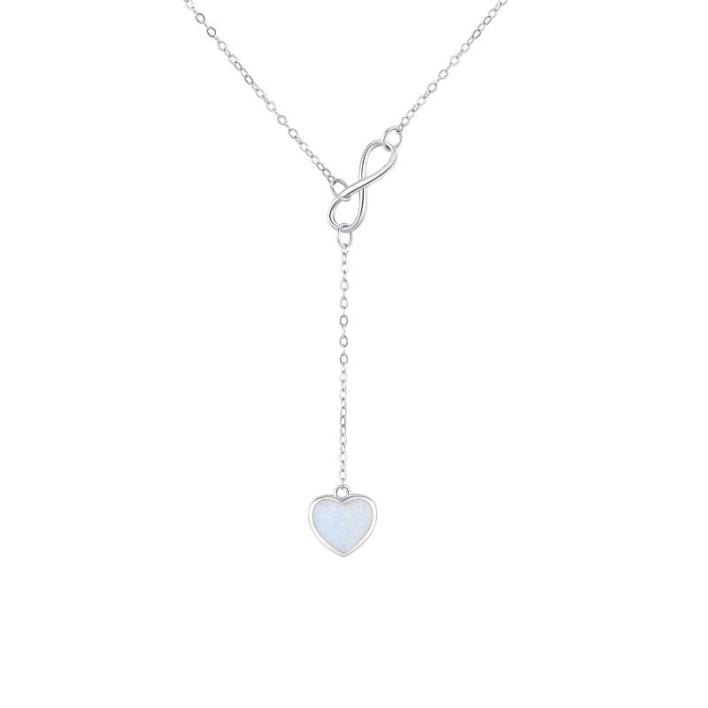 Infinite Love Necklace 925 Sterling Silver Opal Love Heart Necklace Jewelry Forever Love Pendant Endless Jewelry Gift - Minihomy