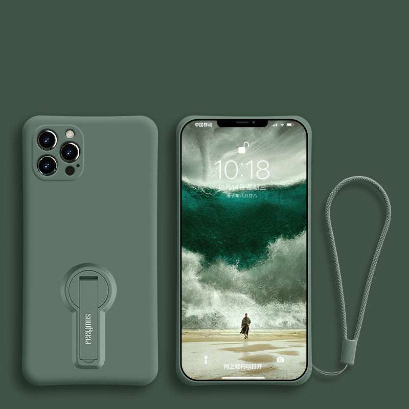 Liquid Silicone Anti-drop Phone Case with Bracket and Lanyard - Minihomy