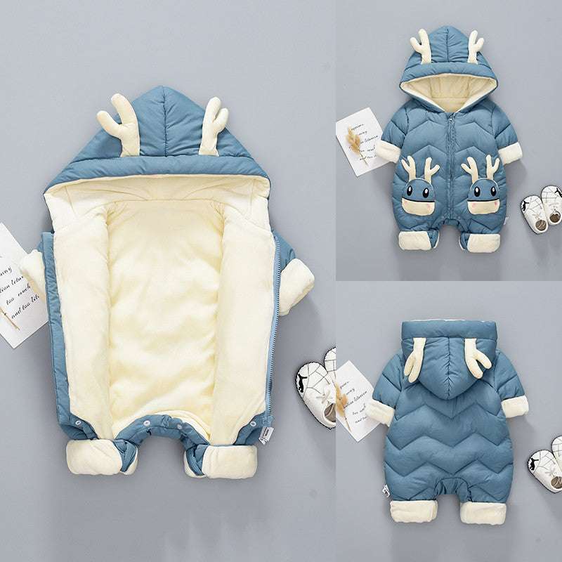 Baby Winter Snowsuit Plus Velvet Thick Baby Boys Jumpsuit - Minihomy