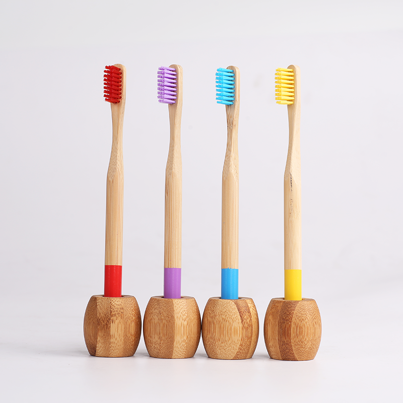 Natural round handle bamboo toothbrush - Minihomy