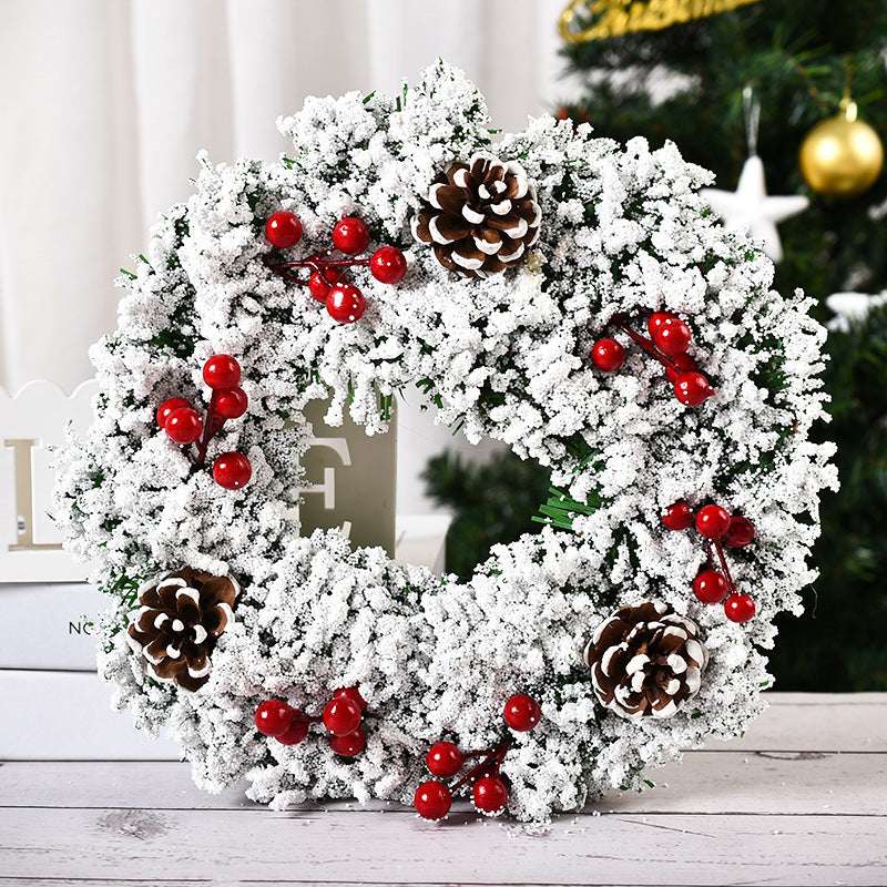 Christmas Artificial Pinecone Red Berries Wreath Front Door Window Decoration - Minihomy