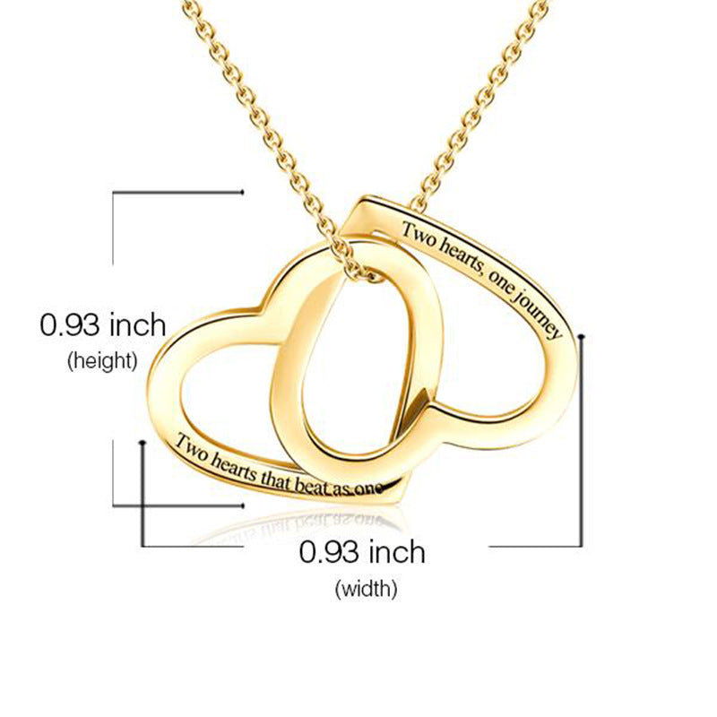 Personalized Customization Of Double Heart Necklace Lettering - Minihomy