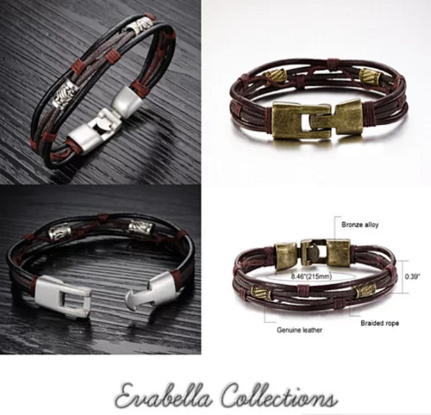 Gemini Twin Bracelets in Genuine Leather and Antique Metal Finish - Minihomy