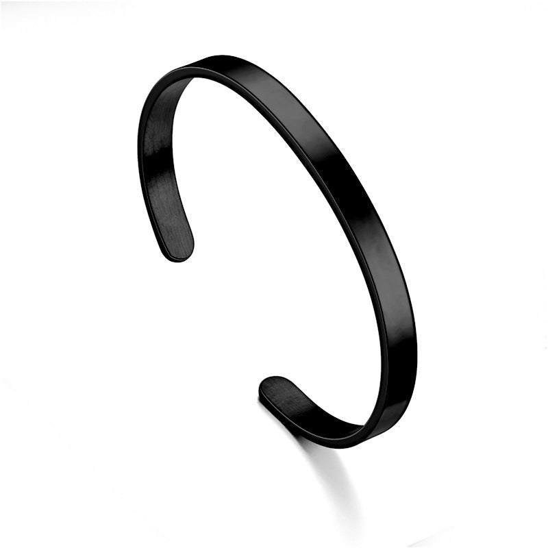 Stainless Steel C-shaped Engraved Bracelet Ring