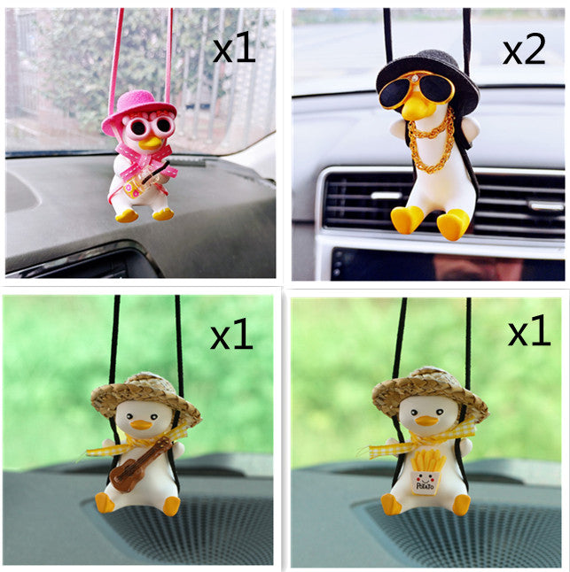 Pistol Cowboy Duck Car Rearview Mirror Pendant car Decoration - Minihomy