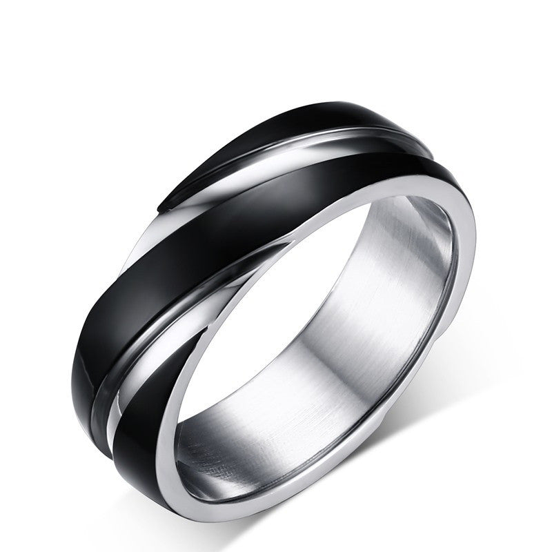 Black Titanium Steel Twill Men's Ring - Minihomy