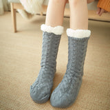 Casual Plus Velvet Mid-tube Ladies Snow Slippers Carpet Socks - Minihomy