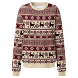 Elk Print Women's Christmas Sweater - Minihomy