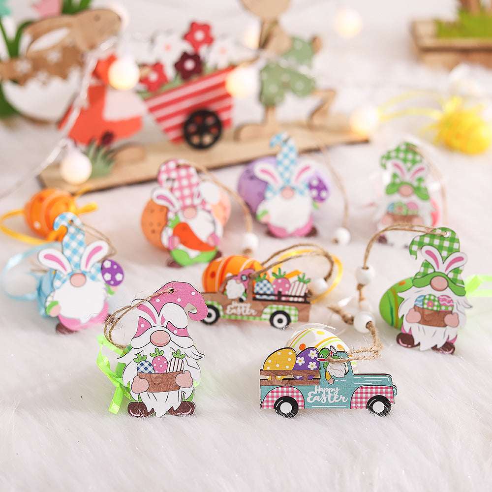 Easter Decorations Wooden Rabbit Car Charm - Minihomy