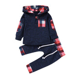 Multicolor Embroidery Plaid Plush Hoodie Suit - Minihomy