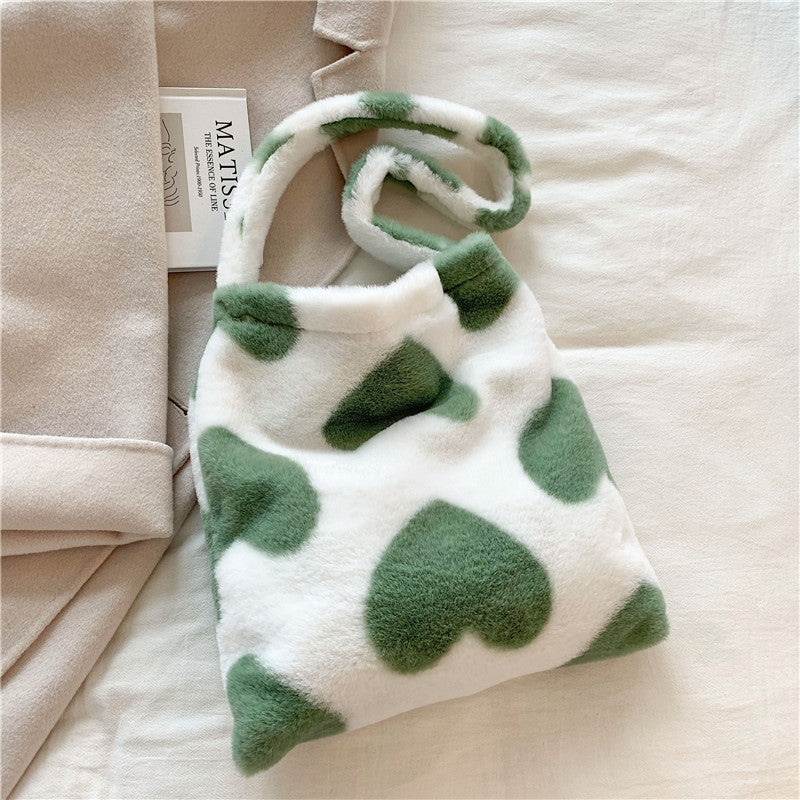 Love Heart Shoulder Bags Plush For Women - Minihomy